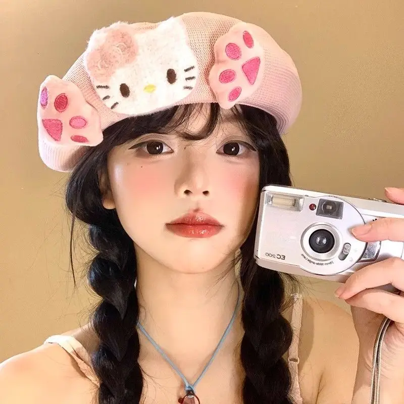لطيف شخصية كرتونية مرحبا كيتي قبعة مختارة رقيقة تنفس واقية من الشمس Kawaii الإبداعية تنوعا الرسام قبعة هدية عيد