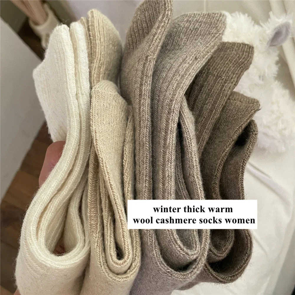 

5%Wool Cashmere Thermal Long Sock for Women Homewear Sleeping Thicken Warm Crew Socks Women Socks Autumn Winter Calcetines Mujer