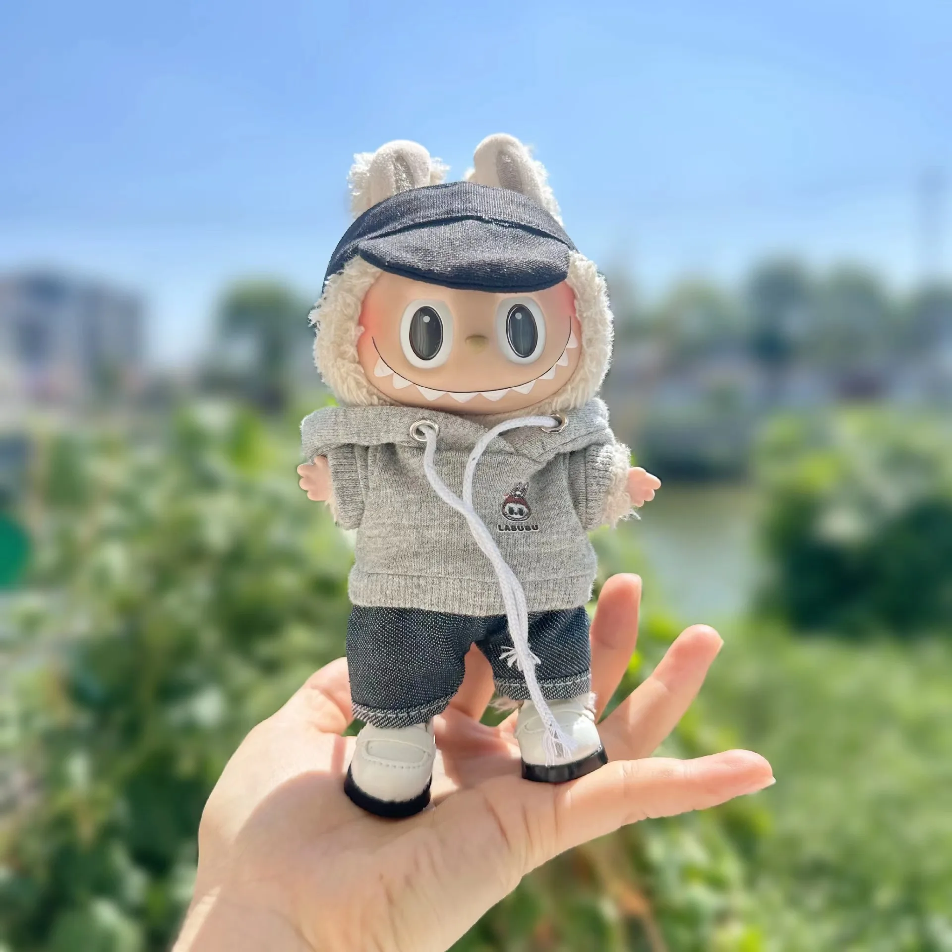 Cute Mini Labubu Clothes, Plush Hoodie, Idol Dolls Jumpsuit, Fans Macacão, Acessórios para Korea Kpop Exo, 17cm