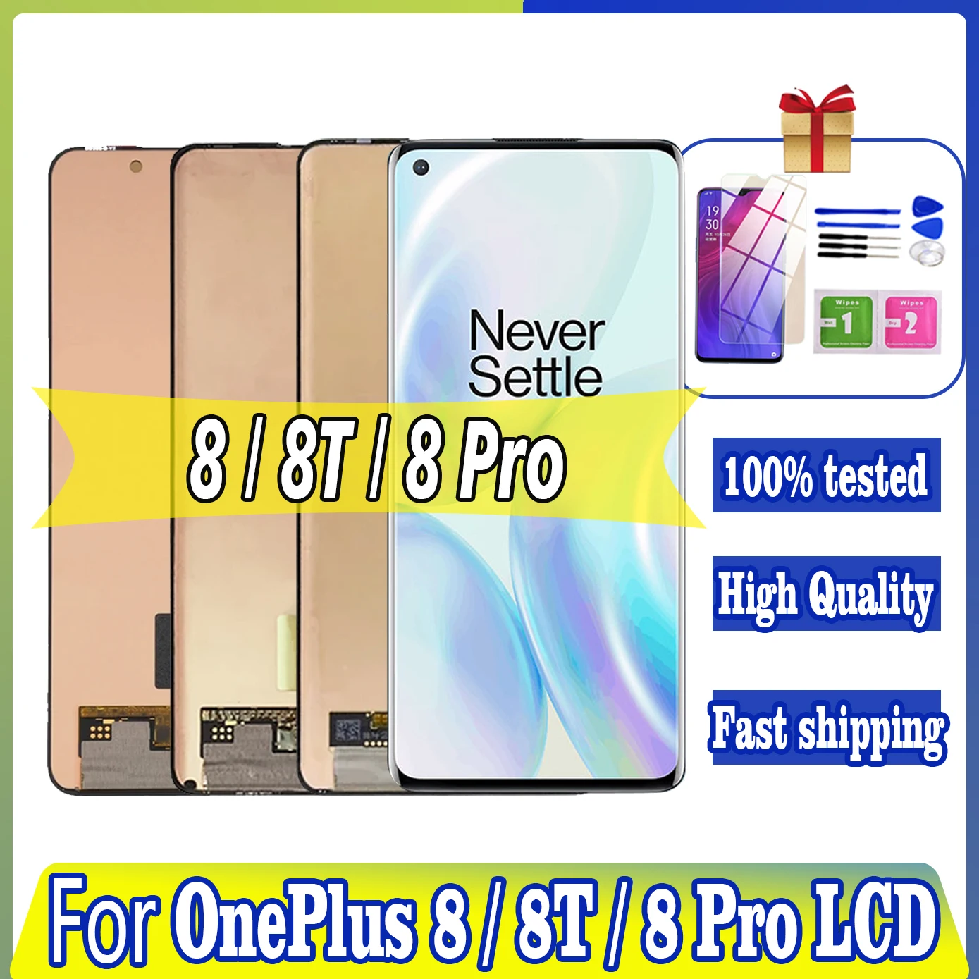 

Screen Digitizer High quality Super Amoled For Oneplus 8 8T 8Pro LCD Screen Touch Parts New With Frame 1+8 1+8T 1+8Pro Display