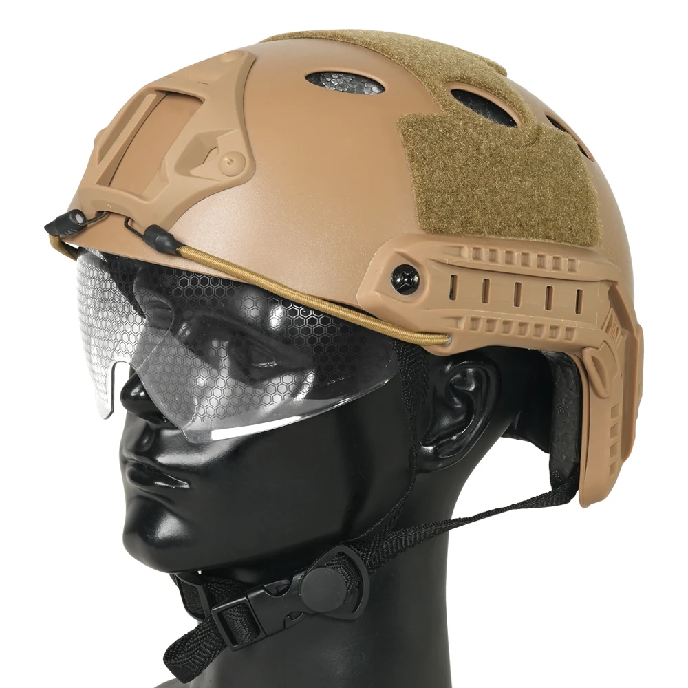 BOOIU خوذة تكتيكية سريعة PJ خوذة Airsoft مع نظارات واقية ABS CS خوذات ركوب الرماية معدات حماية الرأس الرياضية الخارجية #3