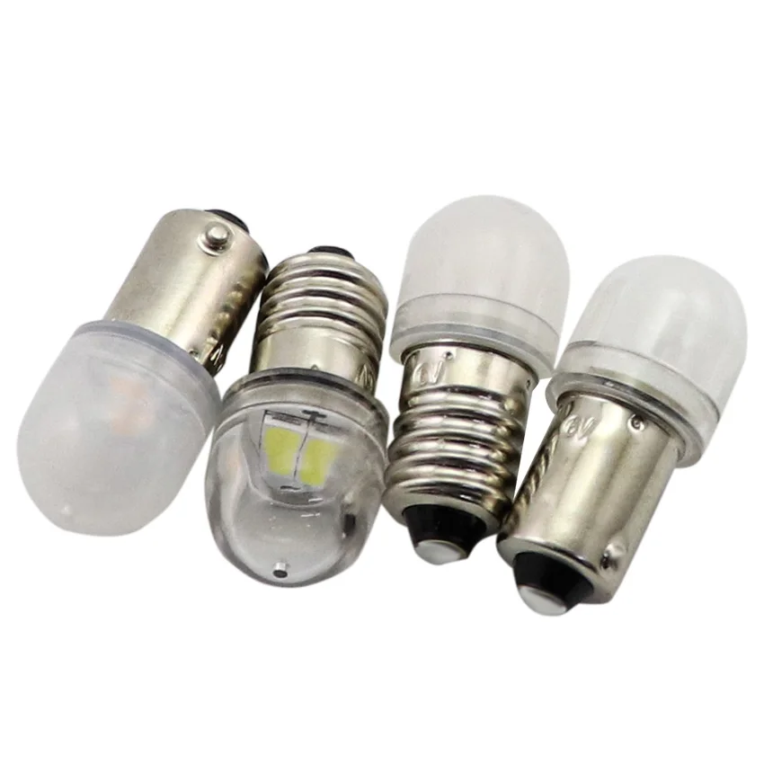 Bombilla de linterna LED E10 Ba9s, 5 piezas, 6V, 12V, 24V, reemplazo de lámpara, blanco cálido