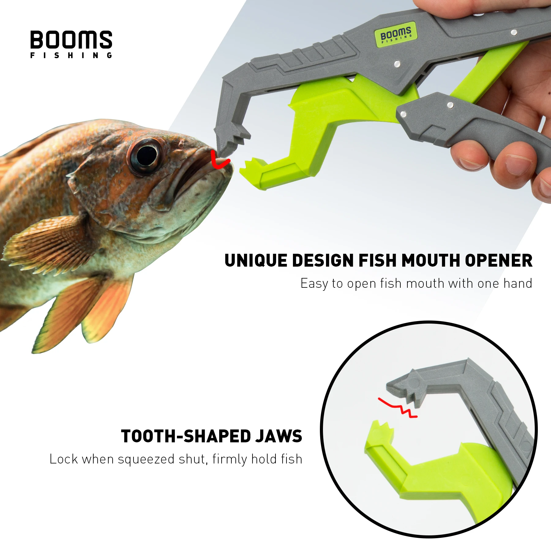 Booms Fishing G05 Fish Gripper Glass Fiber with Lanyard Anti-Rust Anti-Corrosion Grabber Keeper Safer For Fish Grip Fishing Tool