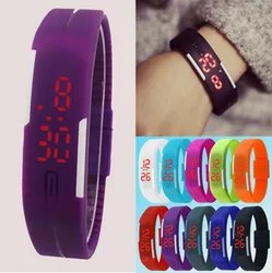 New Digital LED Watches Candy Color Silicone Rubber Touch Screen Digital Watches Women Men Children Bracelet Sports Wrist Watch