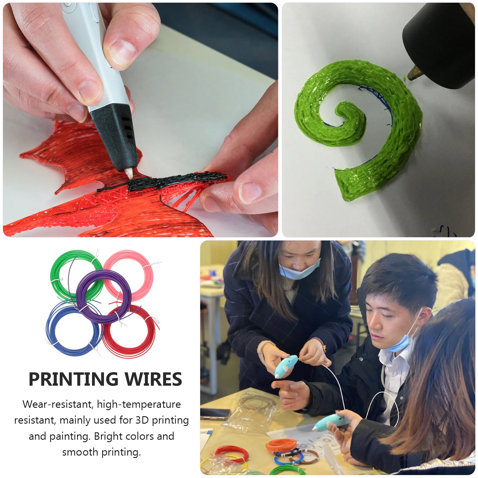 

10Pcs 3D Pen Filaments Universal Compatible Smooth Printing Glossy Finish DIY Supplies 3D Printing Pen Filament