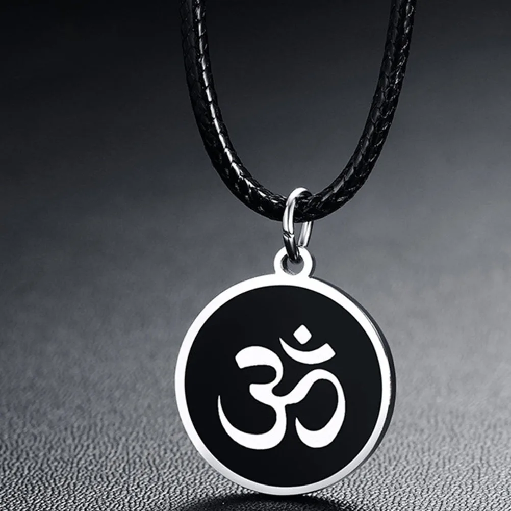 

1Pcs Round Sign Strap Necklace Black Stainless Steel Pendant Durable Neck Chain Birthday Gift Neck Jewelry