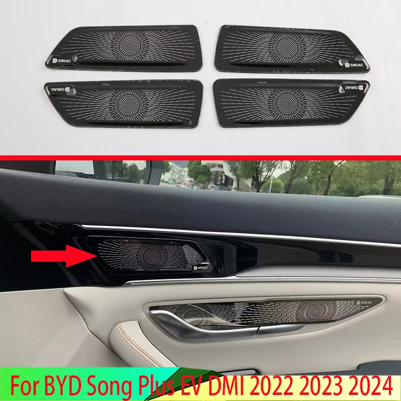 For BYD Song Plus EV DMI 2022 2023 Car Accessories Stainless Steel Speaker Cover Interior Car Door Tweeter Cover Horn Hood Trim