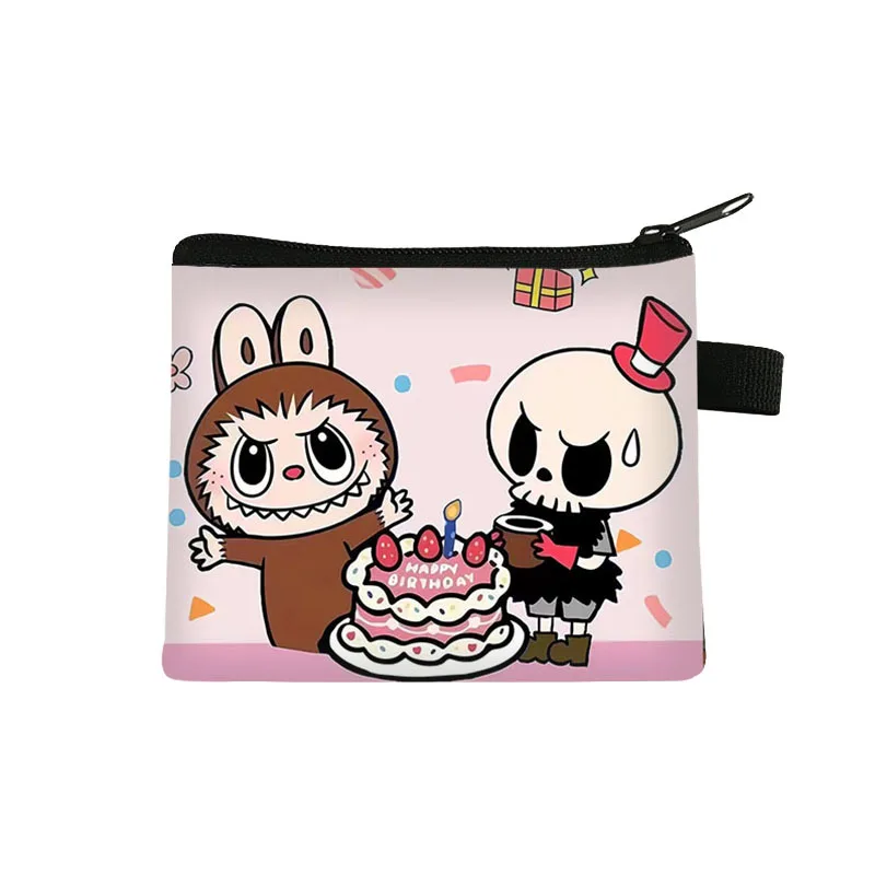 Cartoon Children's Coin Purse Cute Anime Figure Labubu Print Portable Anime Character Boy Girl Coin-Purse Toys Kids Gift