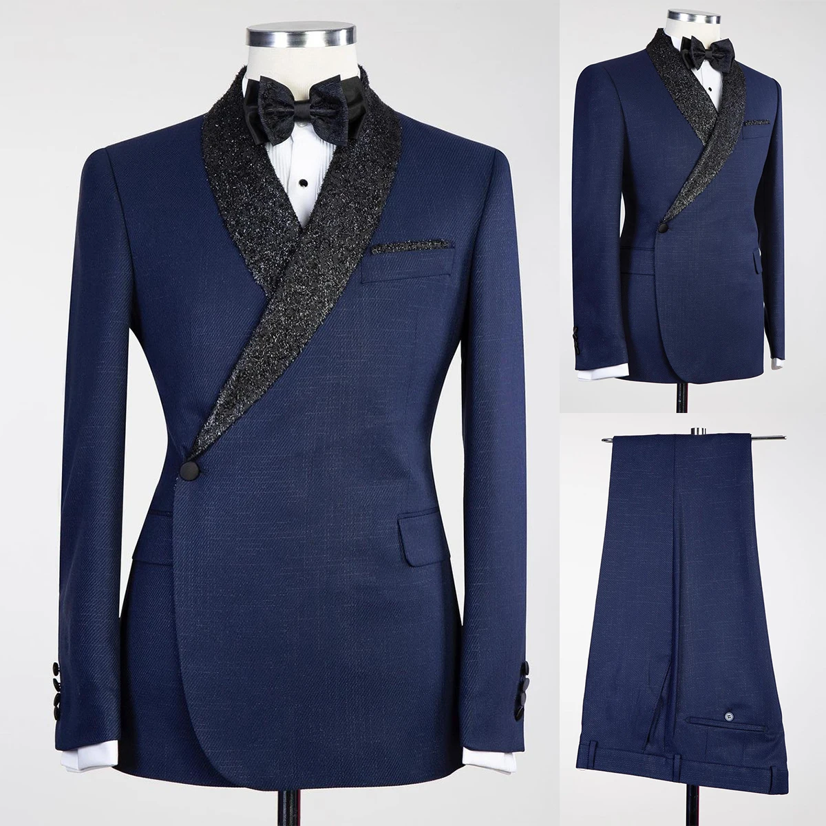 

Shine Gold Thread Neck Wedding Men's Suit New Party Comfortable Slim Fit 2-Pieces Tailor-Made Groom Formal Occasions Customized