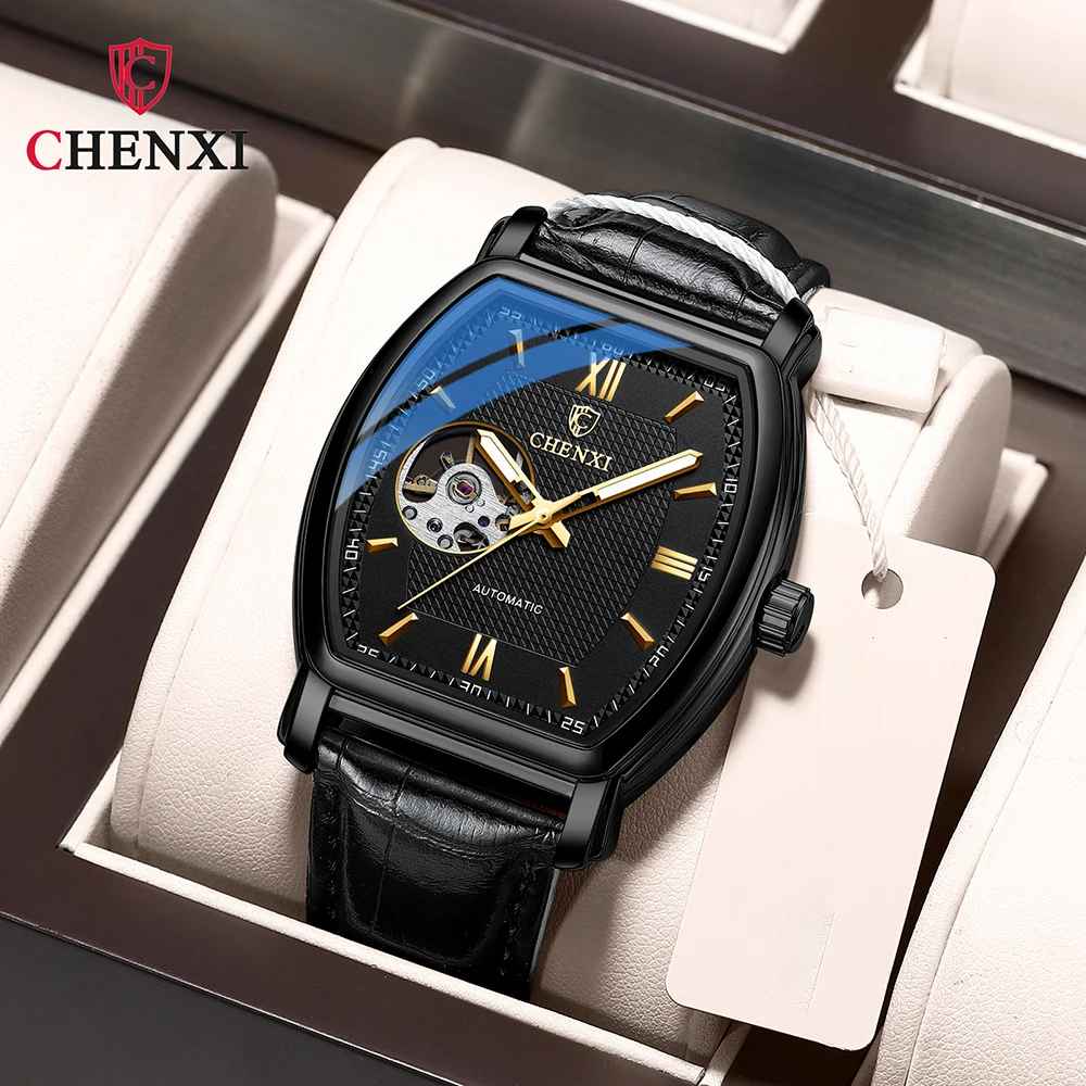 High-end Luxury Man Watch Automatic Mechanical Watches for Men Business Fashion Leather Belt Golden Wristwatch Waterproof Clock