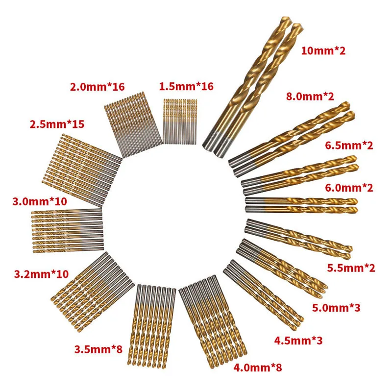 99Pcs Titanium Drill Bit Set High-Speed Steel Drill Bits for Steel Plate Wood Plastic Metal Copper Alloy Woodworking Hole Opener