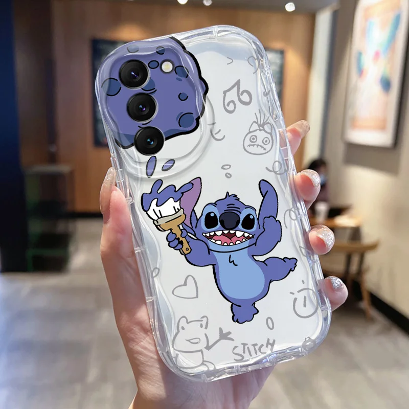 Disney Funda Stitch Cream Phone Case For Samsung A 73 72 55 54 53 52 51 50 35 34 33 32 31 30 50S 52S 30S Funda Soft Cover Capa