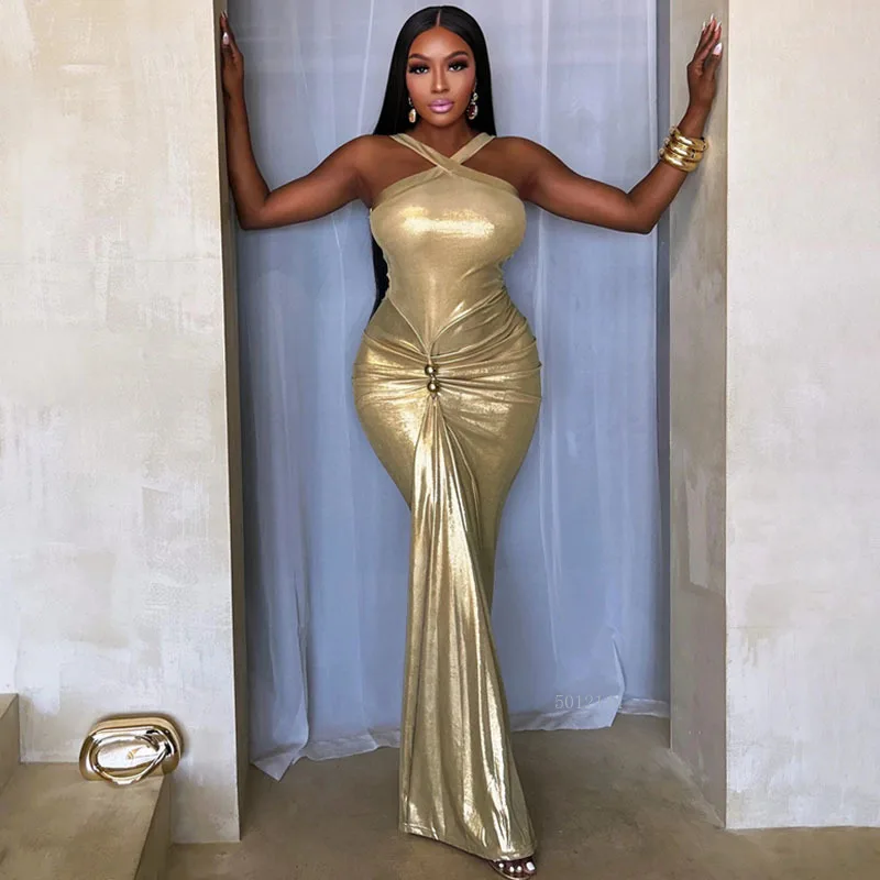 Doyerl brillant métallique robe de fête d'anniversaire femmes soirée de mariage sans manches froncé perles gaine mince boîte de nuit robes de bal