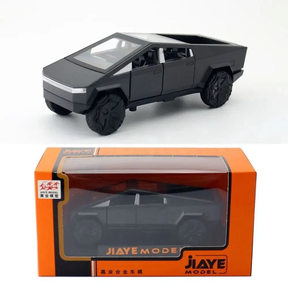 Modelo de coche de aleación de Tesla Cybertruck, camioneta SUV, vehículo todoterreno de juguete de Metal fundido a presión, camión extraíble, colección de juguetes con luz de sonido, 1:36