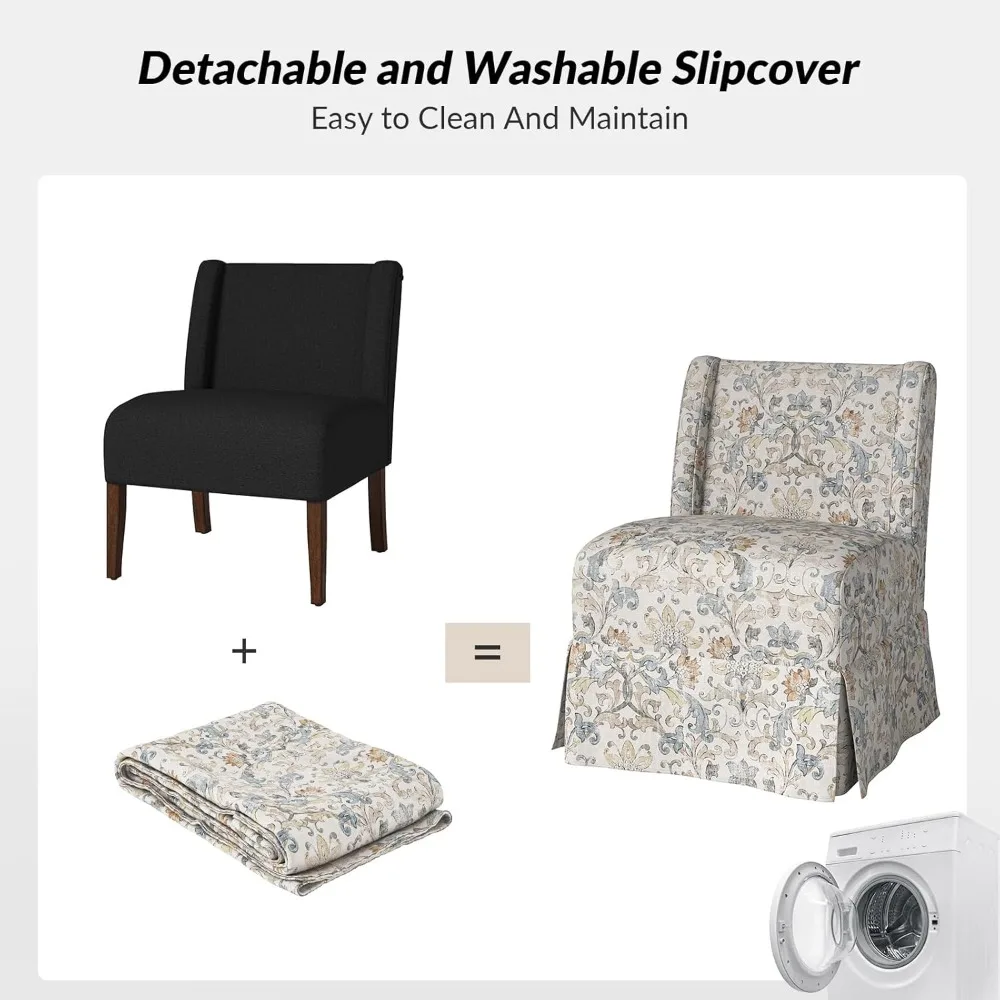 Моющийся цветочный чехол без подлокотников с акцентом, переходное кресло-тапочка со съемными чехлами для гостиной