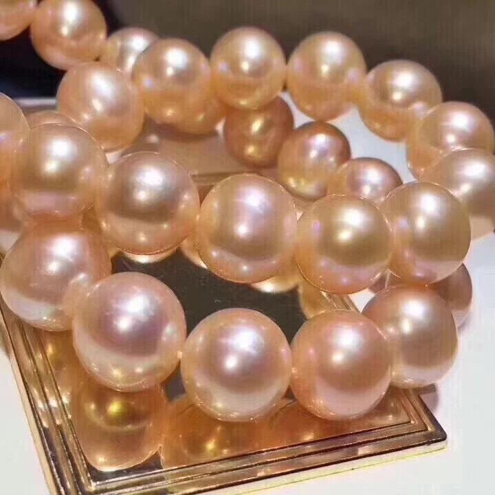 Fresh Water 10-11mm Fresh Water Nature Genuine Champagne Pearls Necklaces for Women Fine Holidays Presents