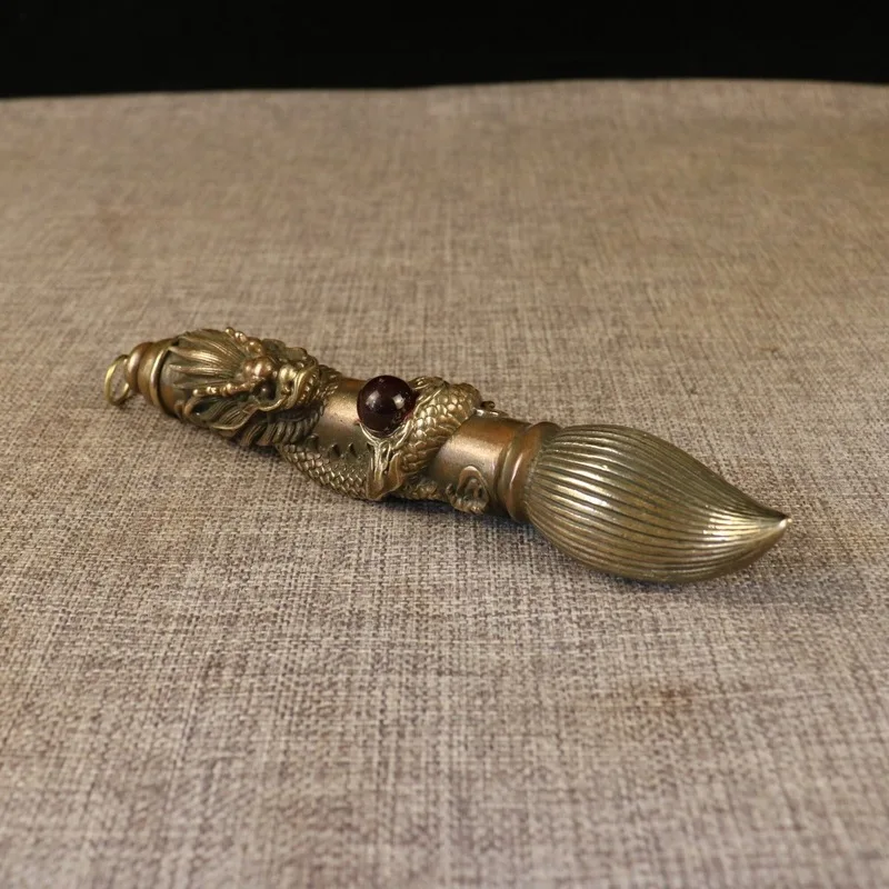 Brass -patterned calligraphy ornament, Wenchang brush with dragon beads, home decoration craft, stationery display p
