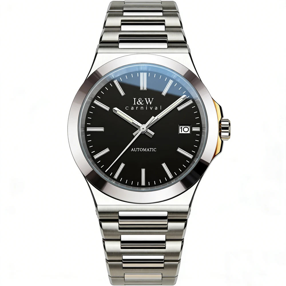Carnival Brand New Luxury Imported Movement Mechanical Watch Men Stainless Steel Waterproof Luminous Date Automatic Watches Mens
