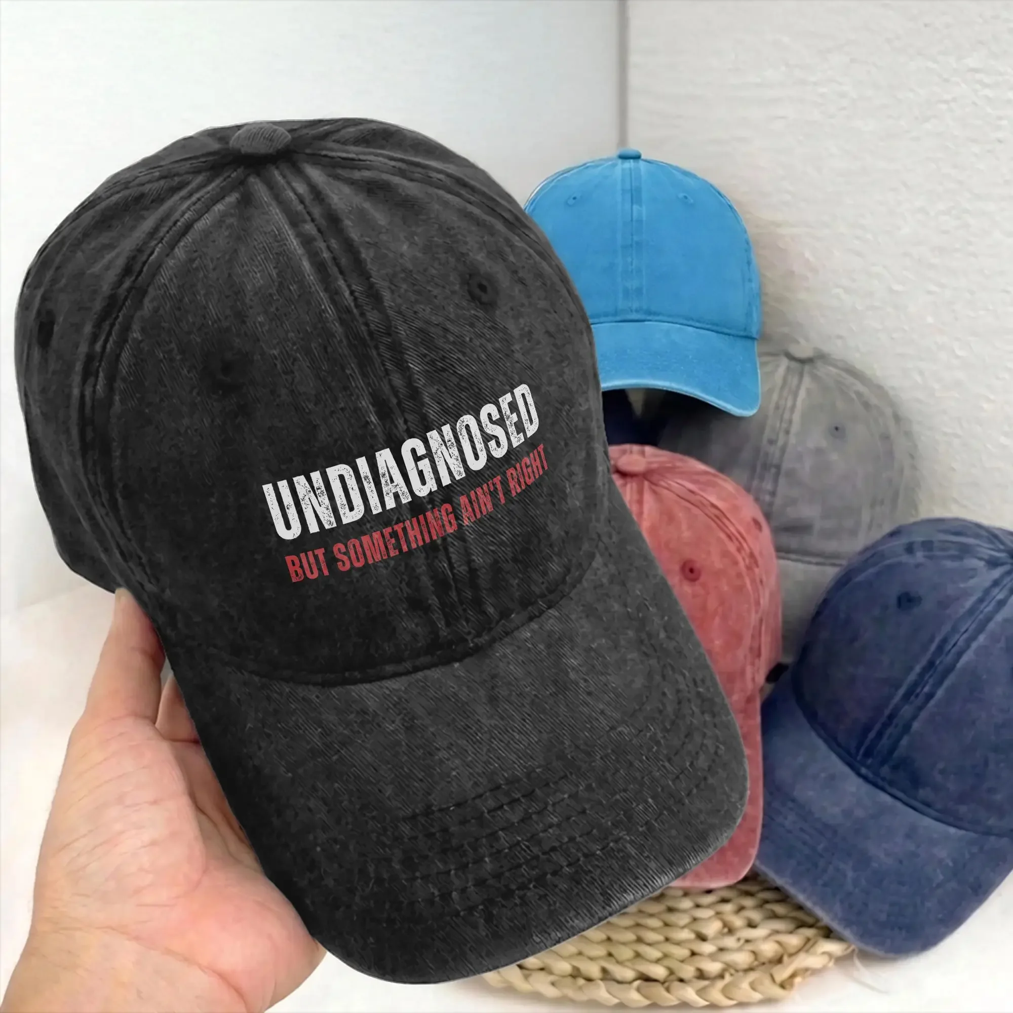 Undiagnosed But Something Ain't Right Unstructured Baseball Caps Distressed Washed Saying Funny Snapback Golf Adjustable Fit Hat