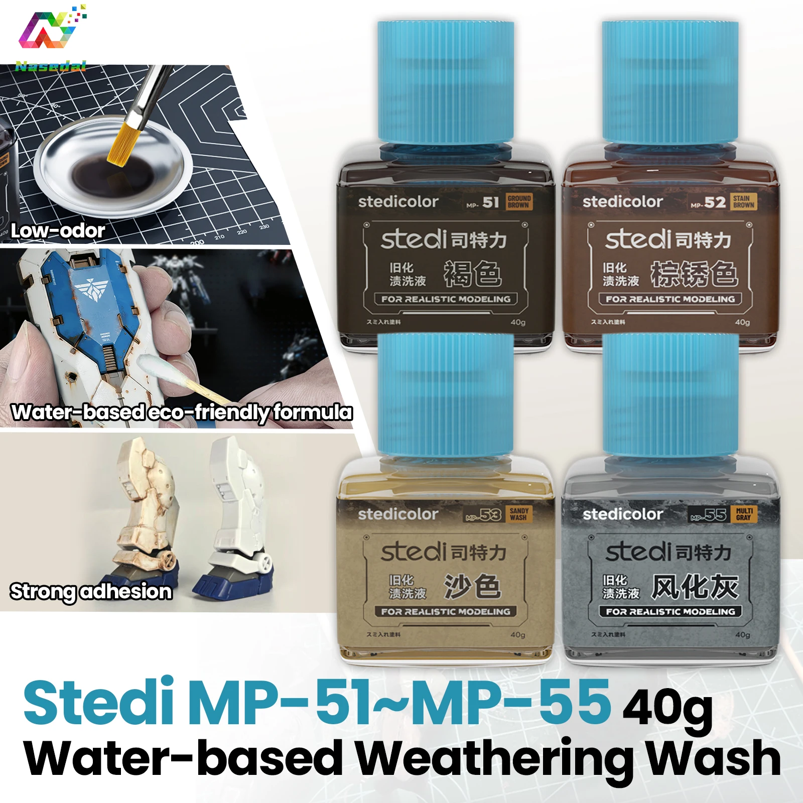 Stedi MP-51~MP-55 40g Water Based Weathering Wash Panel Liner for Gundam Military Model Detail Upgrade Hobby DIY Craft Tools