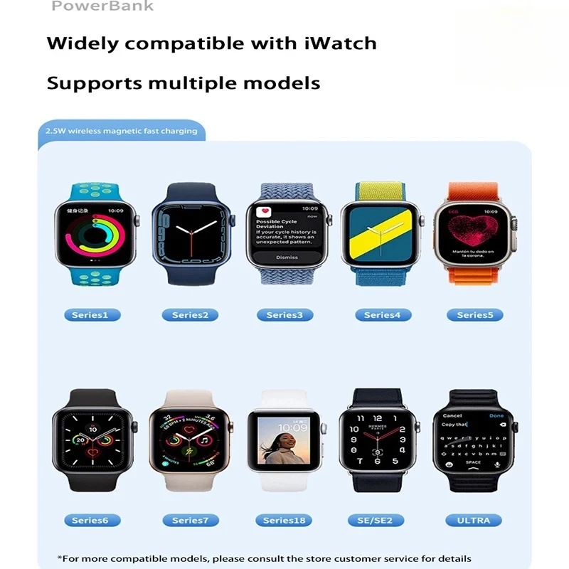 لبنك الطاقة المغناطيسي Apple Iwatch بقدرة 1200 مللي أمبير في الساعة باور بانك لاسلكي صغير للشحن السريع لسلسلة ساعات Apple S10 شاحن محمول