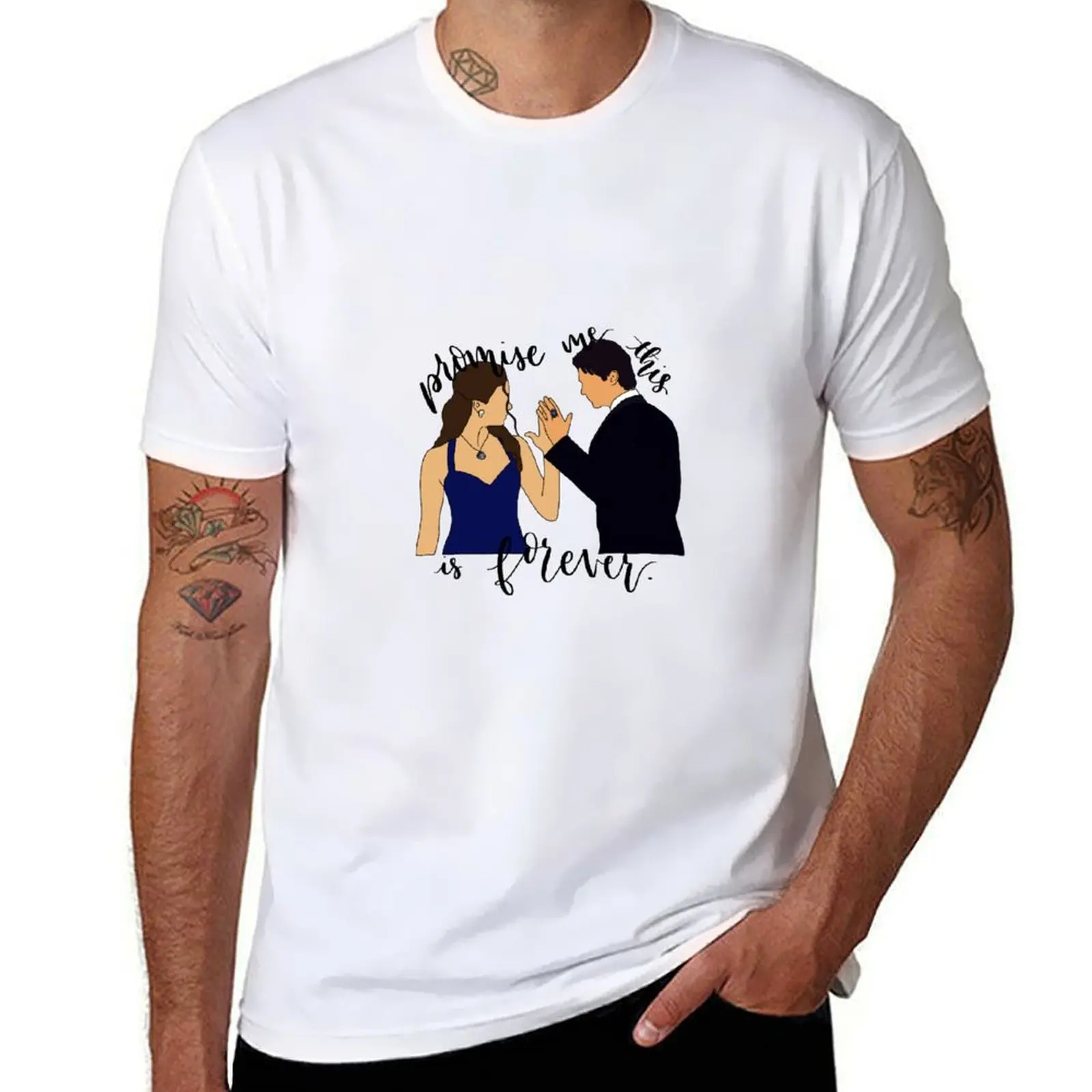 

t Elena casual shirt me Damon shirt “Promise plain t man this graphic man is shirts Forever” T-Shirt man t and