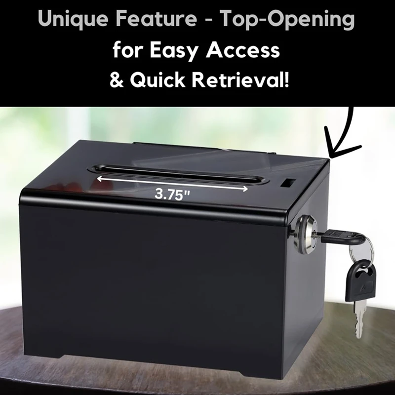 FULL-2X Коробка для пожертвований с замком - Акриловая коробка для предложений со слотом, Коробка с замком для голосования с держателем для лотереи, Черный для голосования