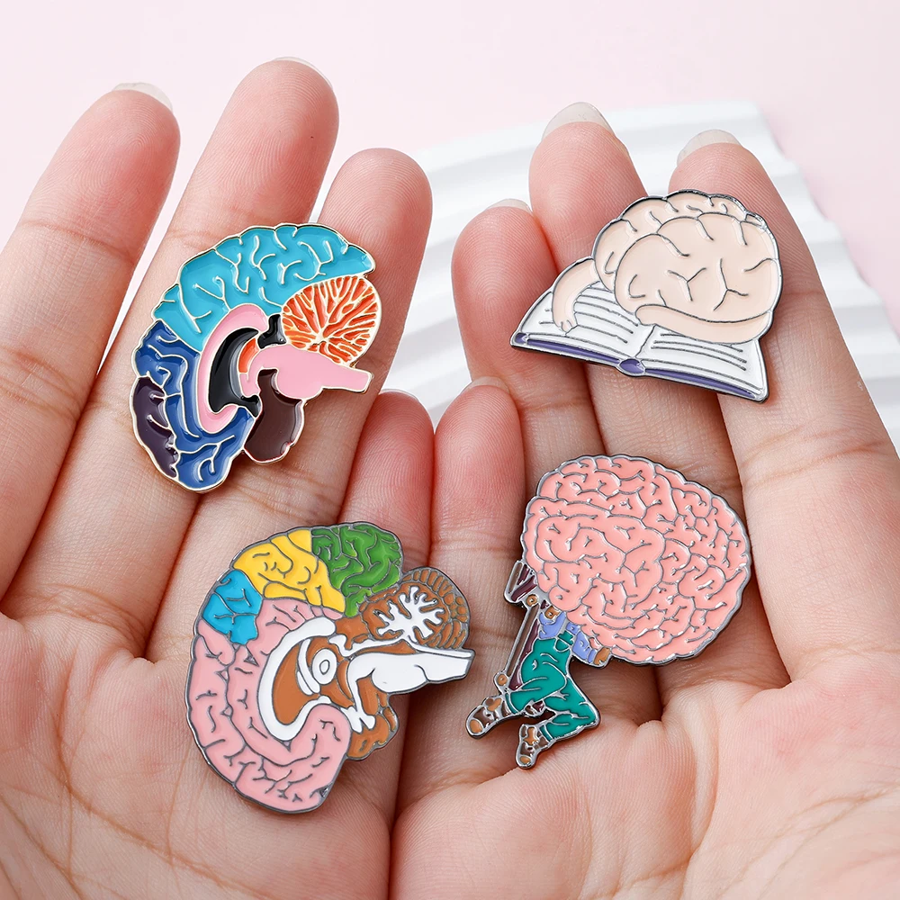Cartoon Anatomy Brain Enamel Pin Medical Colorful Human Brain Structure Pin Unique Jewelry For Neurologists And Nurses