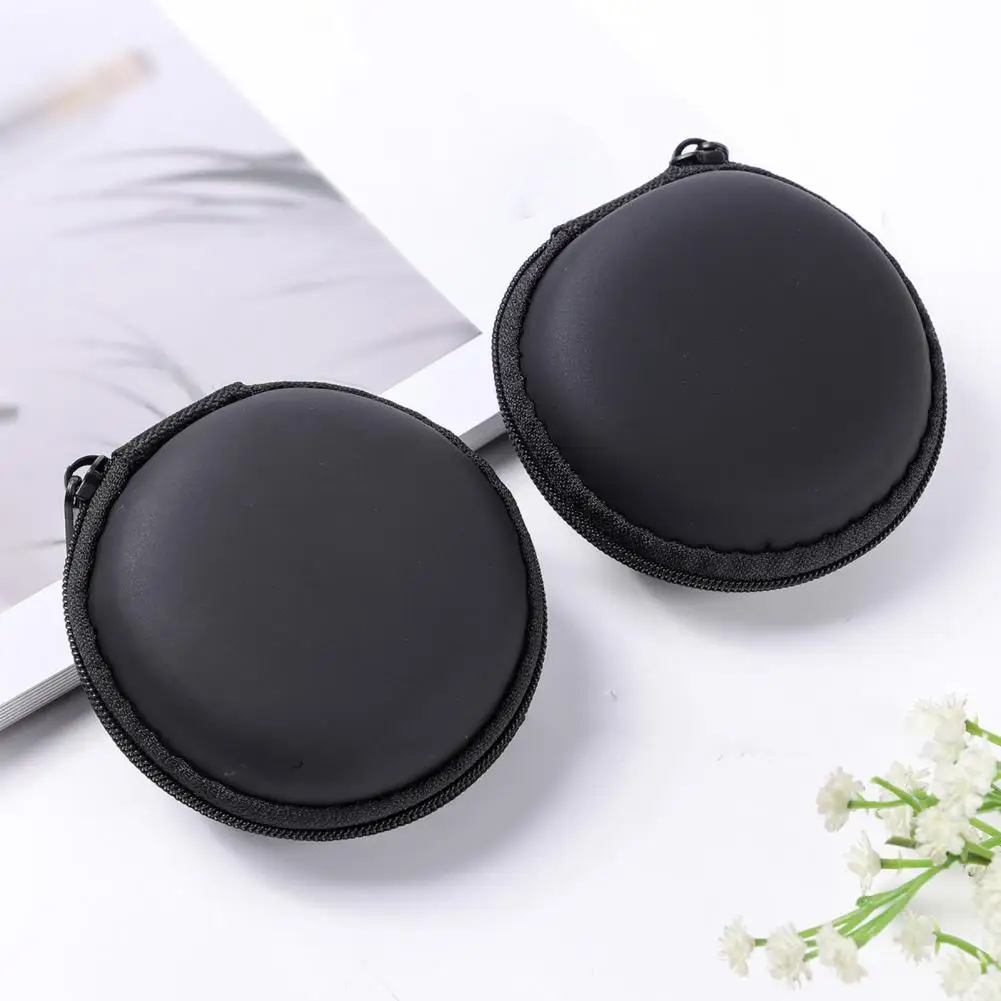 Headphone Storage Bag Travel-friendly Earphone Storage Case with Zipper Round Headset Headphone Box Mini Data Cable for Outdoor