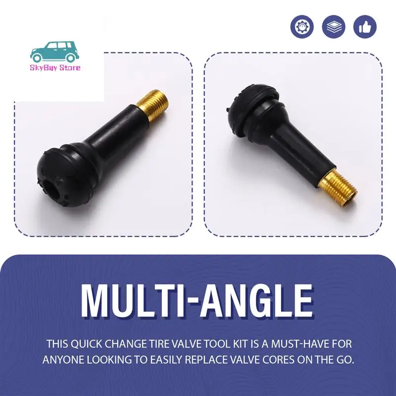 

Quick Change Tire Valve Tool Kit Valve Stem Tire Valve Stem For TR413 Valve Replacement And Installation Tool Kit