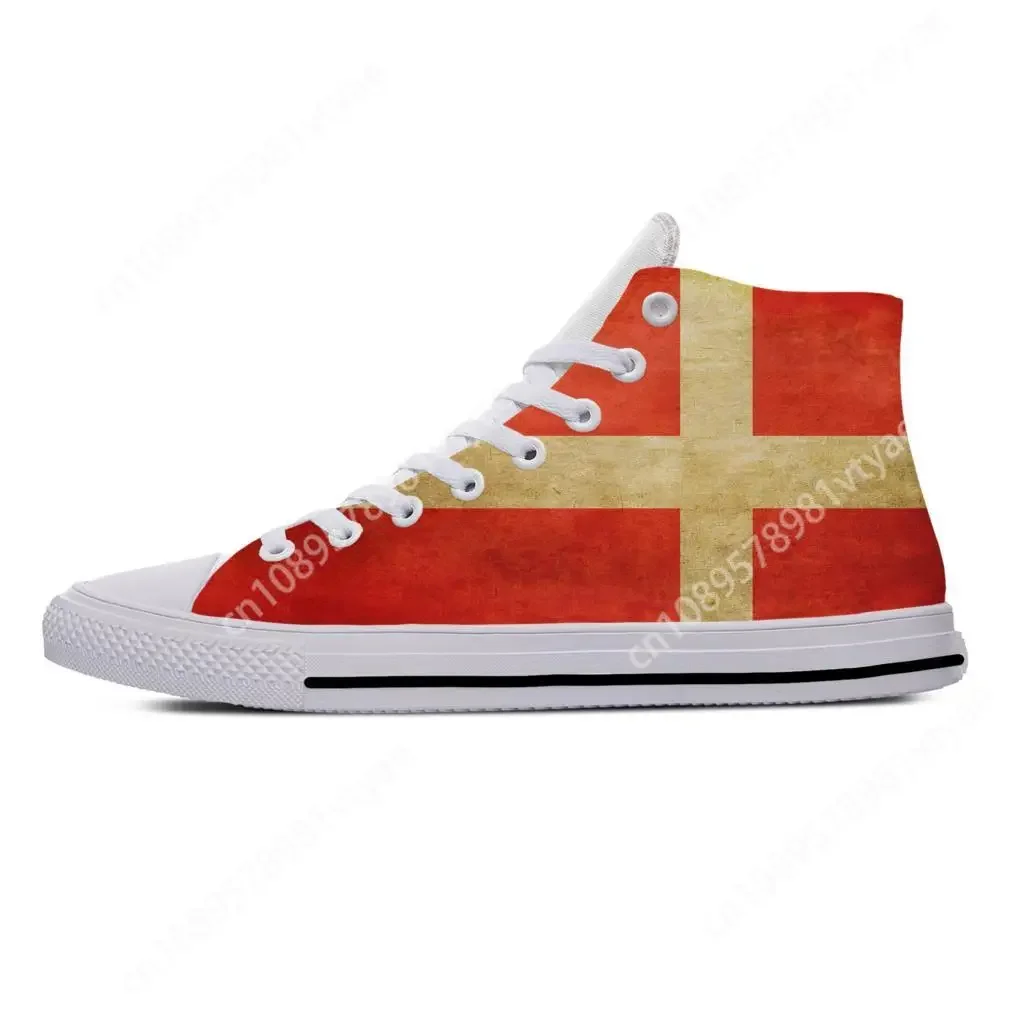 

Denmark Danish Flag Patriotic Pride Fashion Funny Casual Cloth Shoes High Top Lightweight Breathable 3D Print Men Women Sneakers