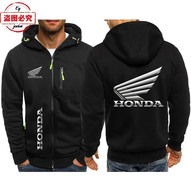 

Honda Motorcycle Wing Logo Printed Hoodie Racing Suit Riding Suit Zipper Men's Casual Honda Motorcycle Team Work Suit
