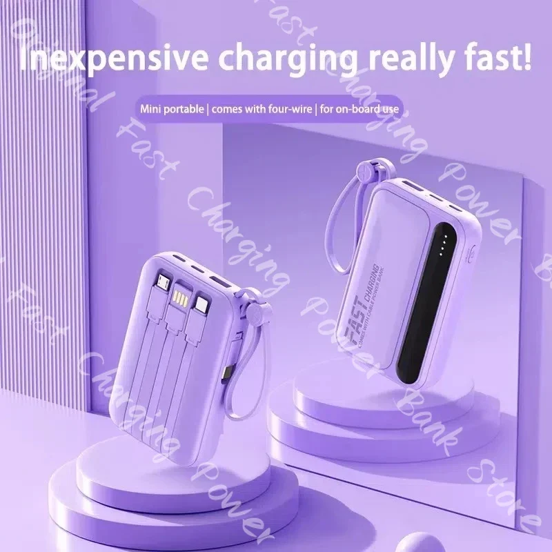 Xiaomi 50000 мАч Power Bank большой емкости Портативный сверхбыстрый зарядный аккумулятор со встроенным 4 кабелями аккумулятора для IPhone 17