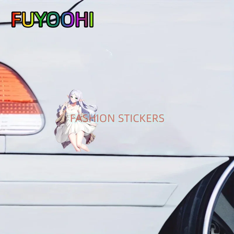 FUYOOHI Play Stickers Frieren Anime Girl ملصق سيارة شخصية لوح التزلج واقية من الشمس الزجاج الأمامي ملصق الديكور #5