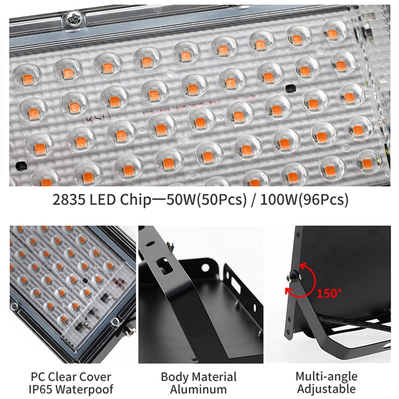 220V Full Spectrum LED Grow Light 100W 200W 300W Phyto Lamp For Plant Light Hydroponic Lamp Greenhouse Flower Seed Grow Lighting