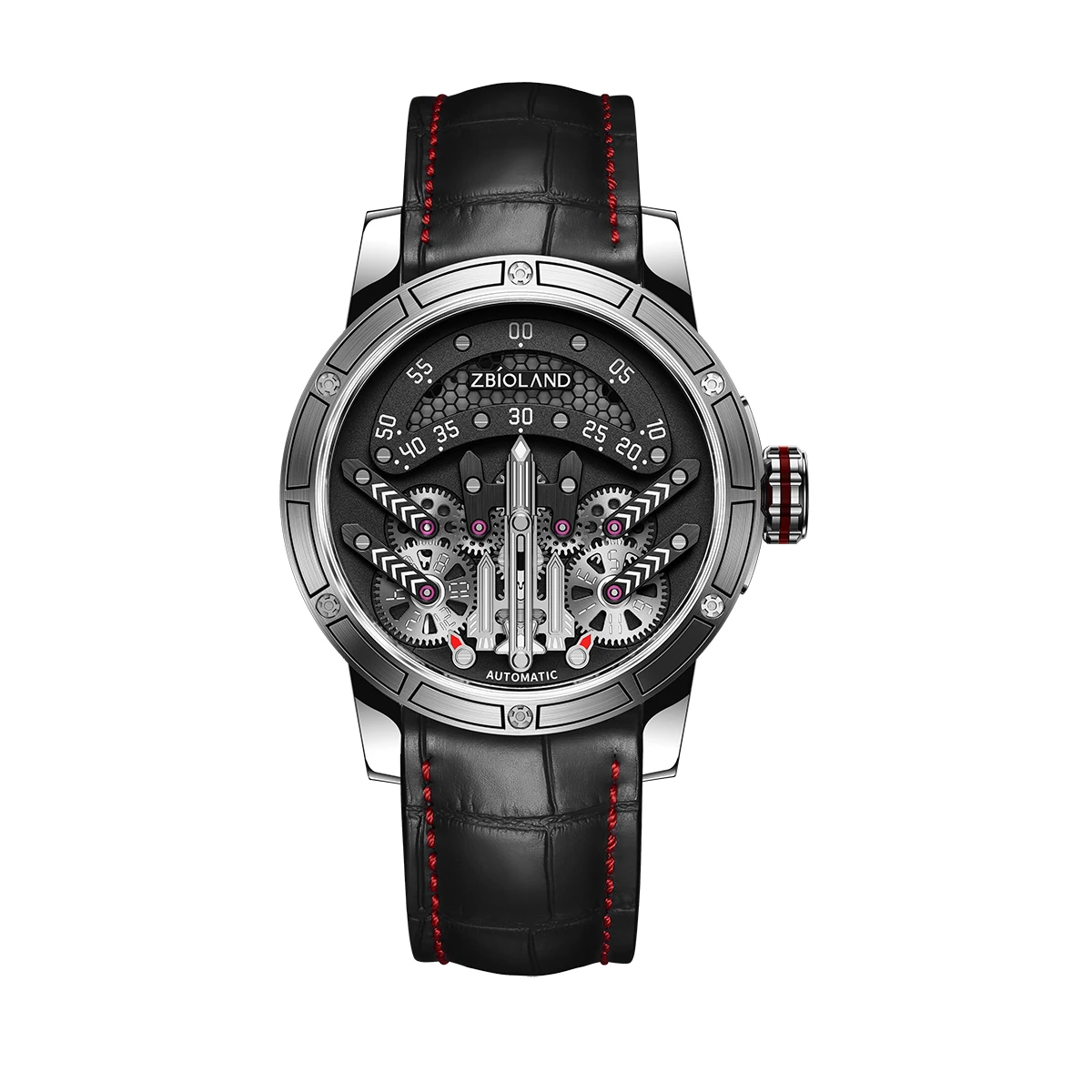 ZBIOLAND Automatic Mechanical Watches for Men Unique Rocket Dial Creative Time Display Fashion Charm Men's Watch 1001