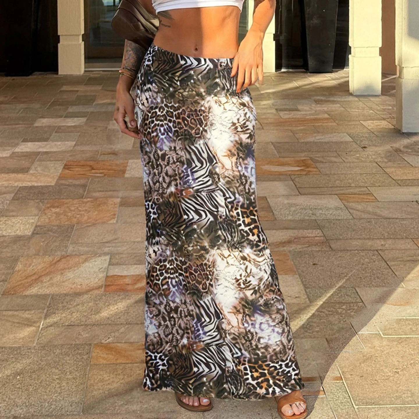 Праздничные облегающие юбки с животным принтом Y2K