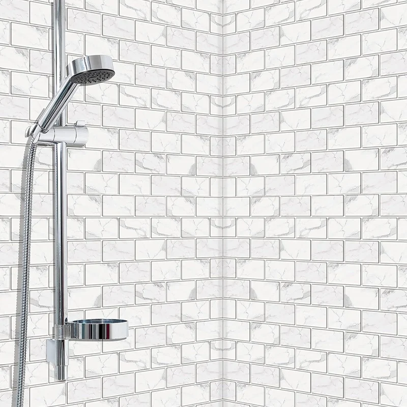 バックスプラッシュ タイル 12 シート 剥がして貼るだけのバックスプラッシュ タイル、フェイクホワイト大理石風 PVC スティック