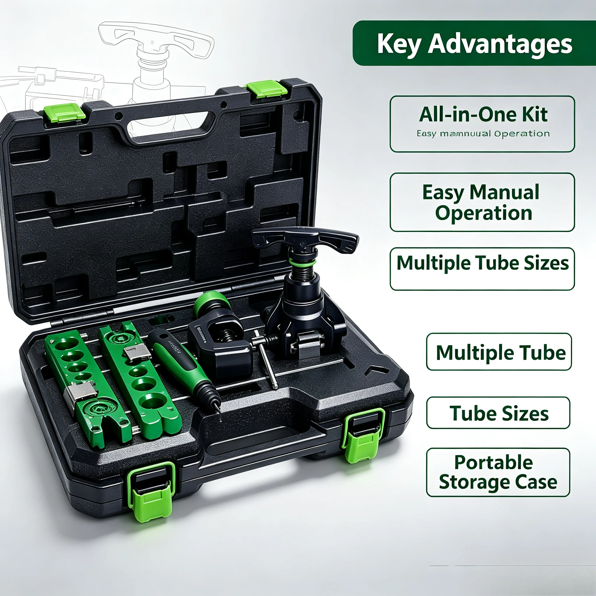 Eccentric Copper Tube Flaring Tool Kit with Reamer, Metric & Imperial Clamp, Bell Mouth Expander for Air Conditioner