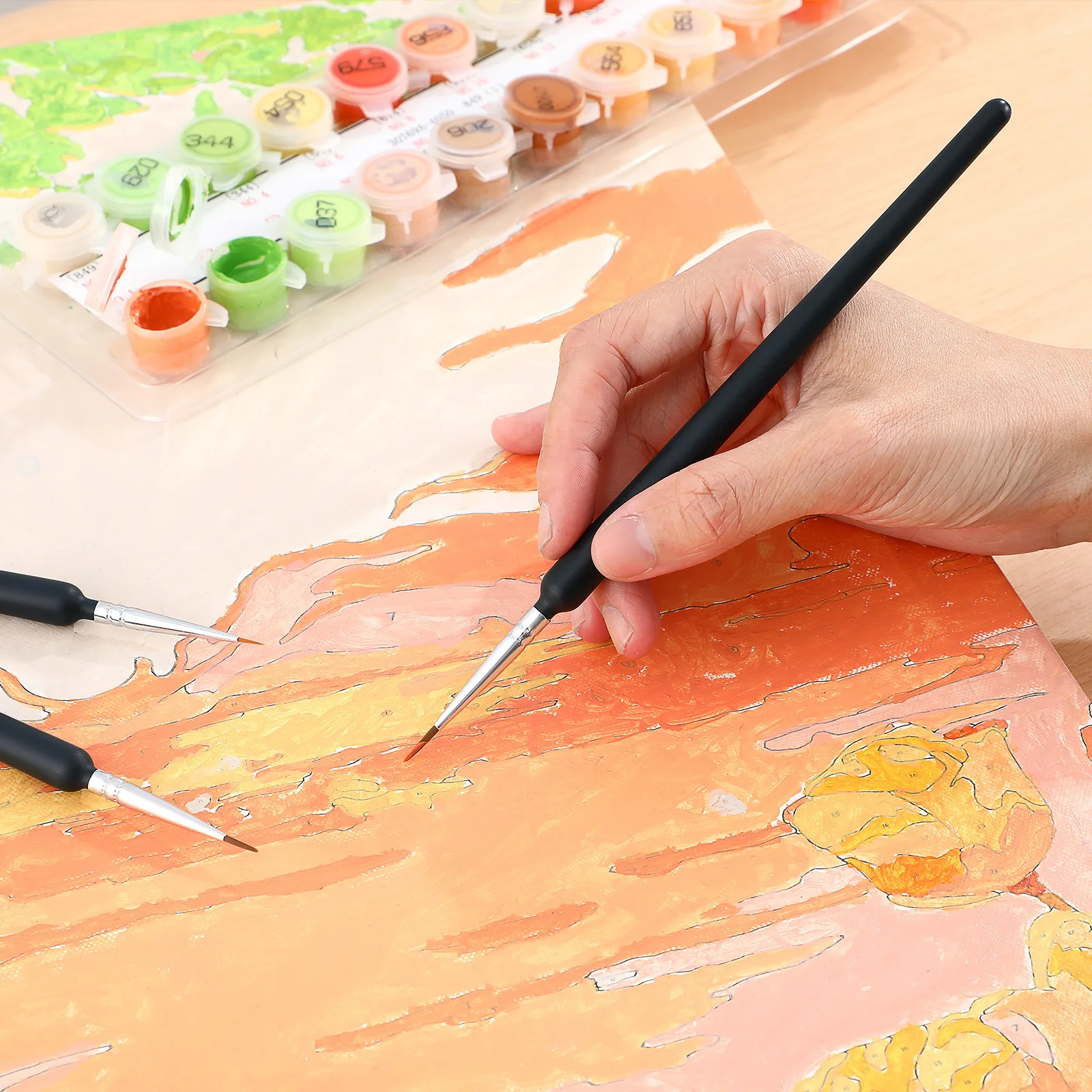 

3Pcs Versatile Wolf Hair Brushes for Miniature Fine Detail Watercolor Oil Acrylic Painting Tiny Paint Micro Paint