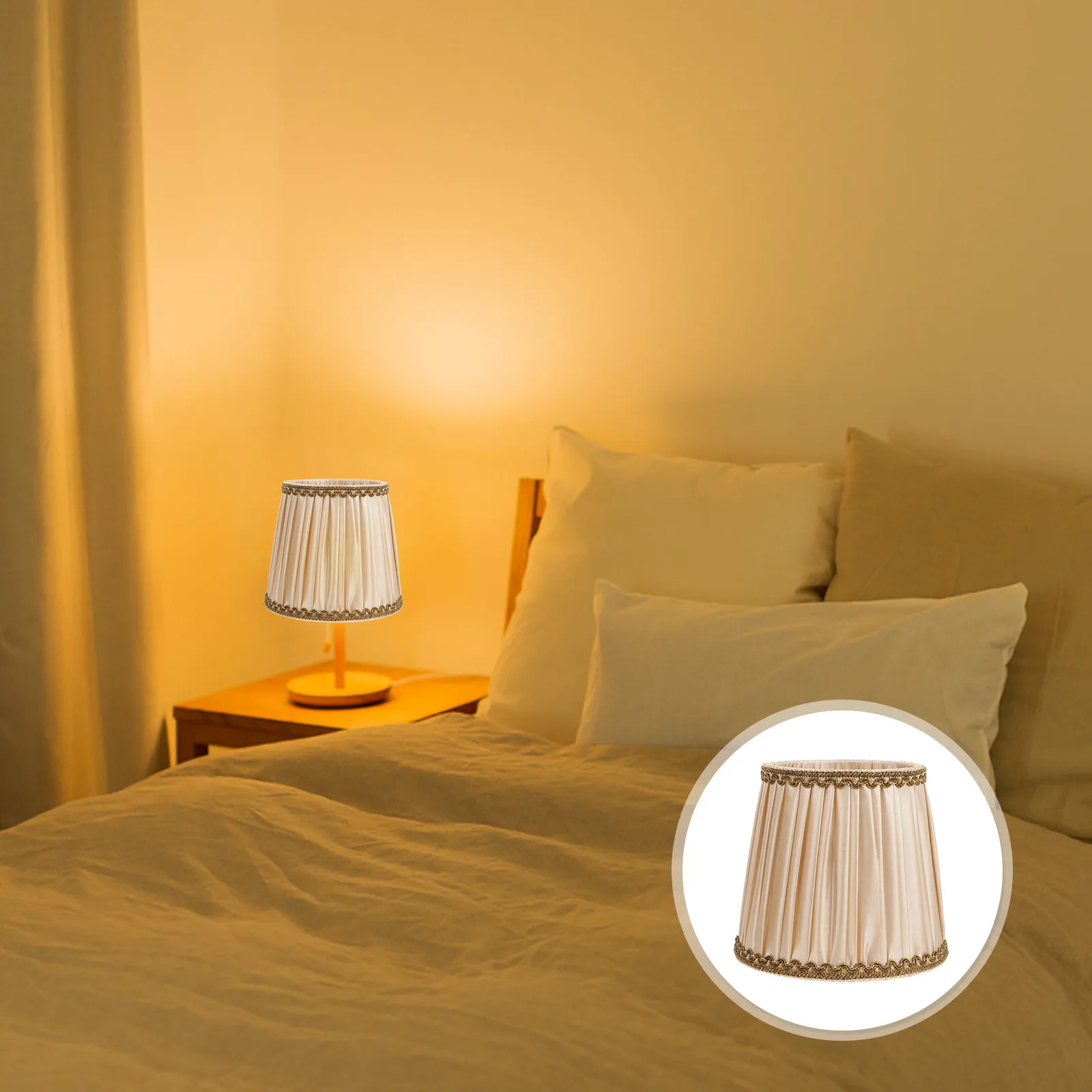 

1Pcs Retro Pleated Lace Lampshade Natural Canvas Cover European Style Table Lamp Protector Dust Cover Home Decoration