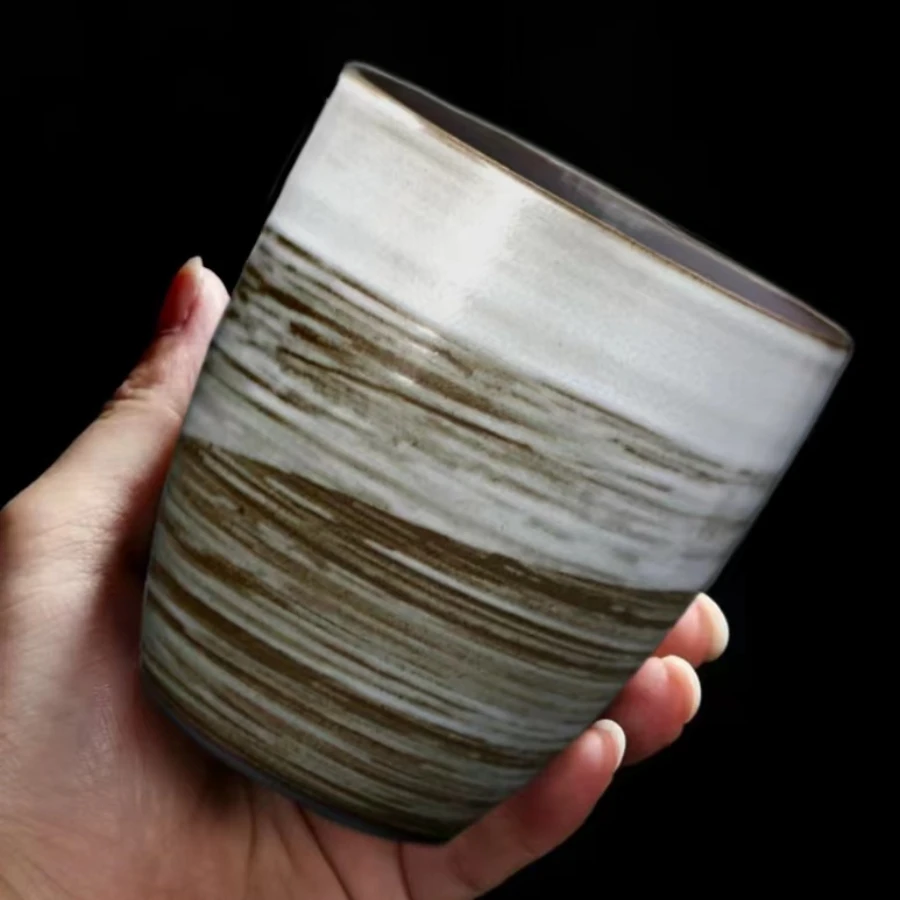 350ml Handbemalte Keramik-Tasse mit Großer Kapazität, Retro-Kreativdesign, Kiln-Change-Effekt, Meistertasse, Tee- und Kaffeetasse, Weizen-Teebecher