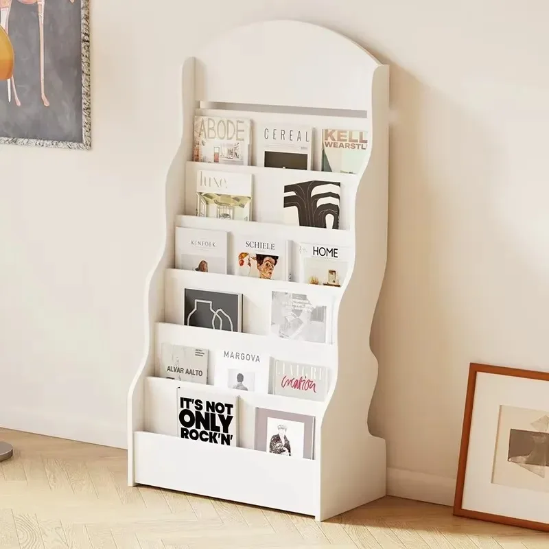 Modern Wooden Bookshelf Magazine Newspaper Display Rack Floor to Ceiling Wall Mounted Brochure Storage