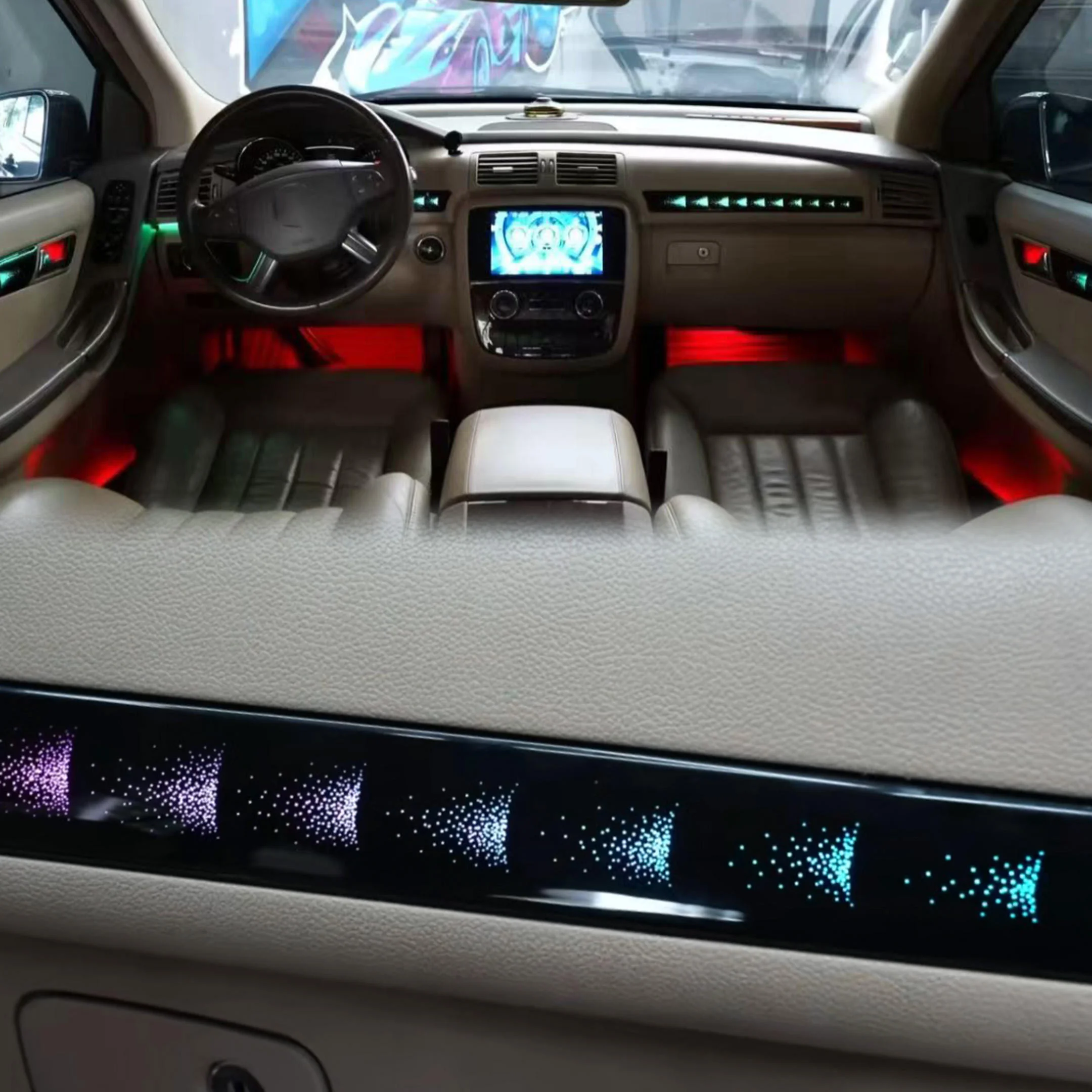 SJC 64-Color Car LED Ambient Light for R-class W251 W252 2006-2017 Decorative Auto Interior Light Kit
