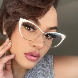 Vintage Women Cat Eye Spectacle Frame Optical Luxury Retro Anti Blue Computer Glasses Prescription Glasses Gafas Mujer 안경테