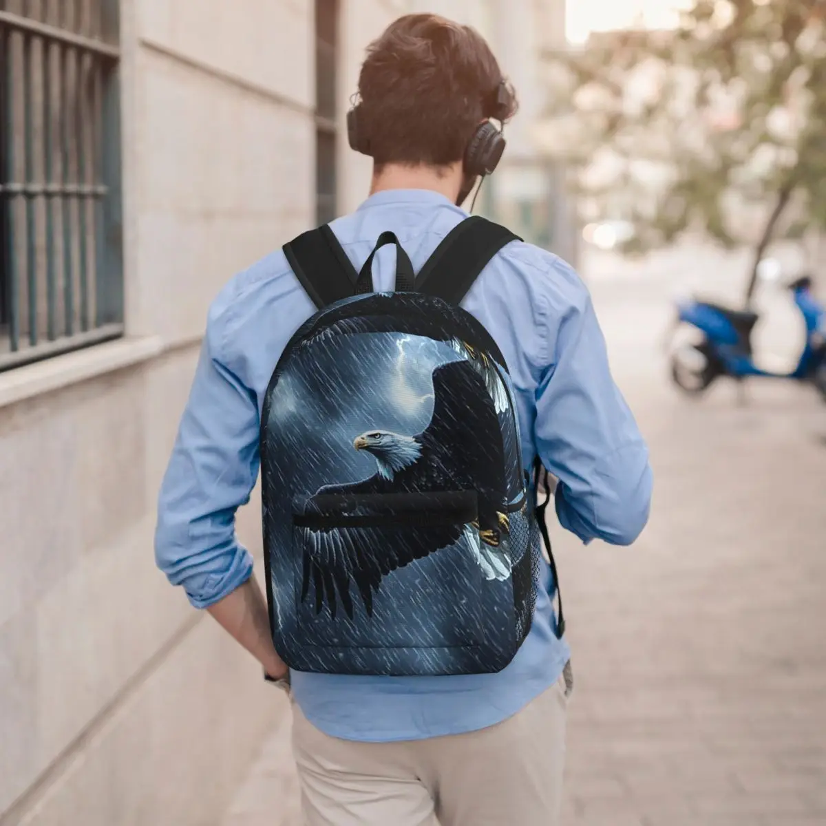 

Eagle And Thunder In The Sky Backpack Student BookBag Kids School Bag Computer Shoulder Bags for Men Women