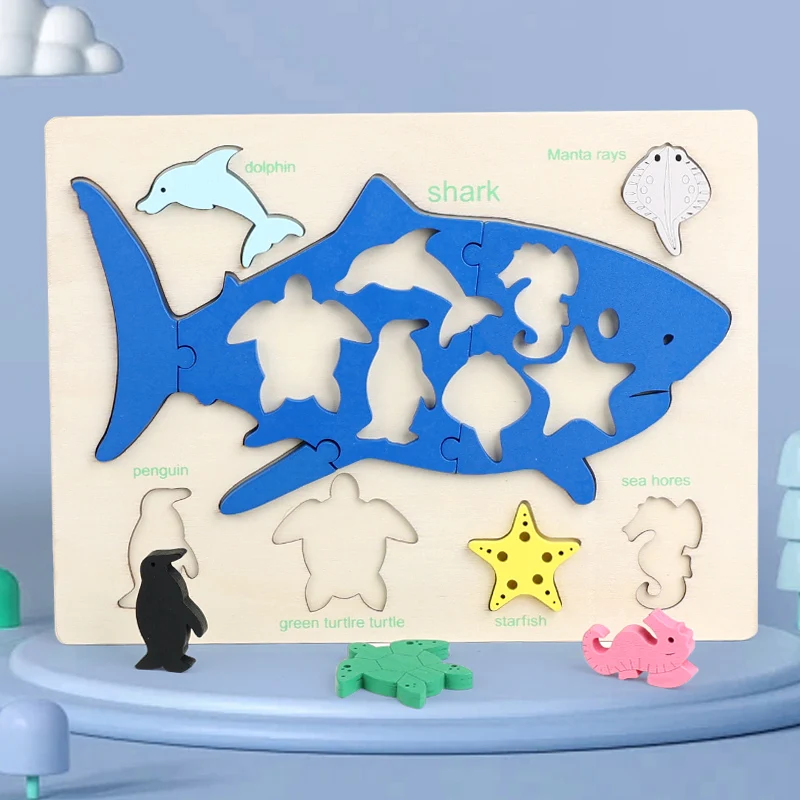 3D 퍼즐 나무 공룡 동물 지그 소 퍼즐 몬테소리 동물 모양 색상 인지 교육 게임 소년 소녀 선물 용품