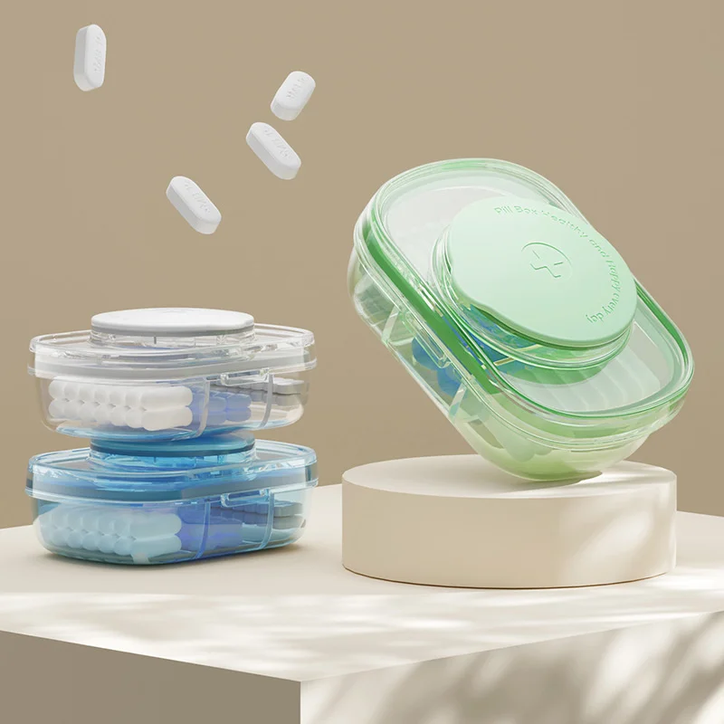 Portable Large Capacity 7 Day Pill Case with Pill Cutter, Daily 3 Times Pill Organizer for Home Medication Management