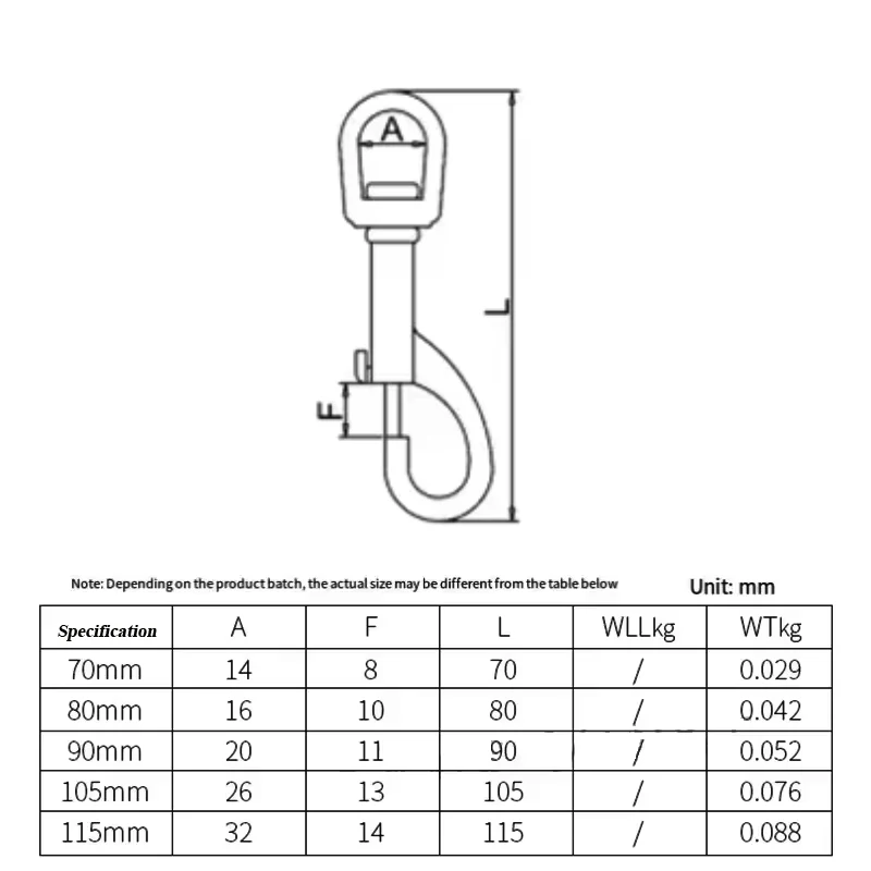 Stainless Steel Swivel Eye Bolt Snap Spring Hook For Scuba Diving Pet Leash Flag For Diving Hook For Pet Leash/Camping Tent