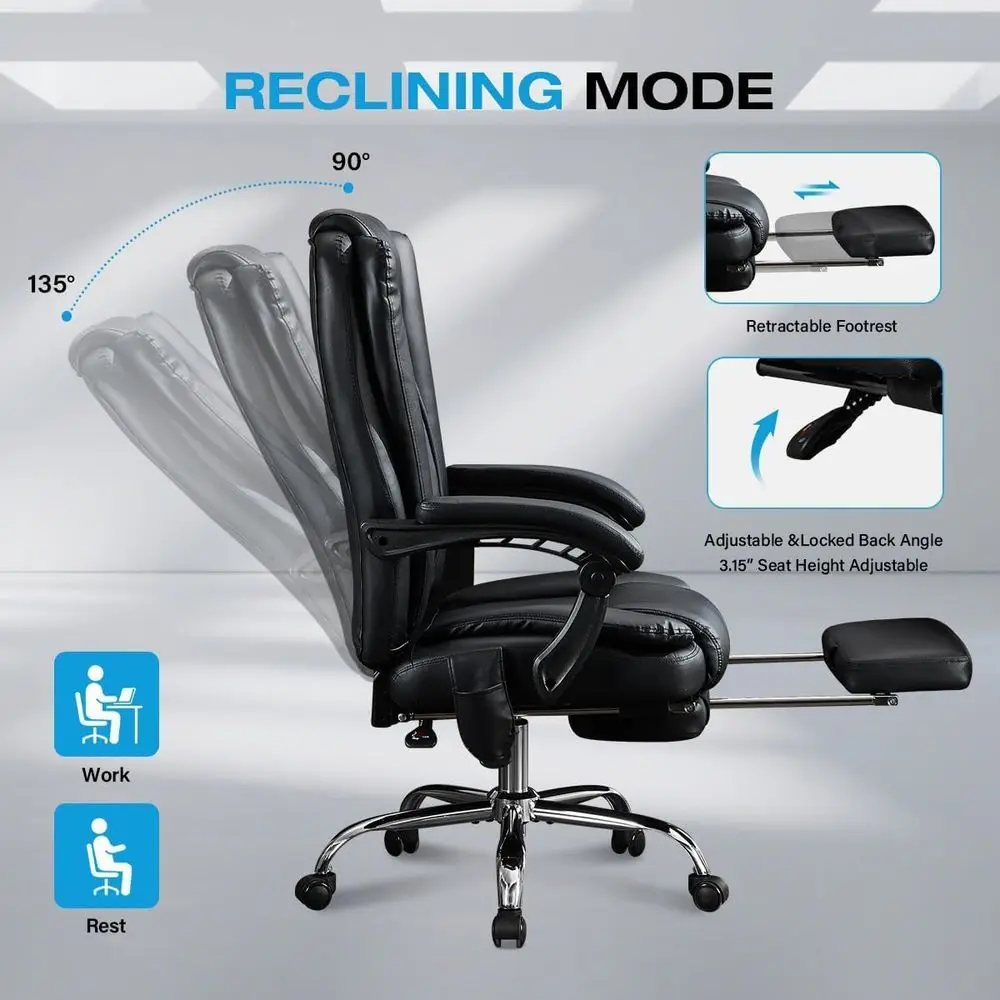 Luxury Ergonomic Massage Office Chair with Heated Seat, Adjustable Footrest, and Reclining High Back for Comfort view 5